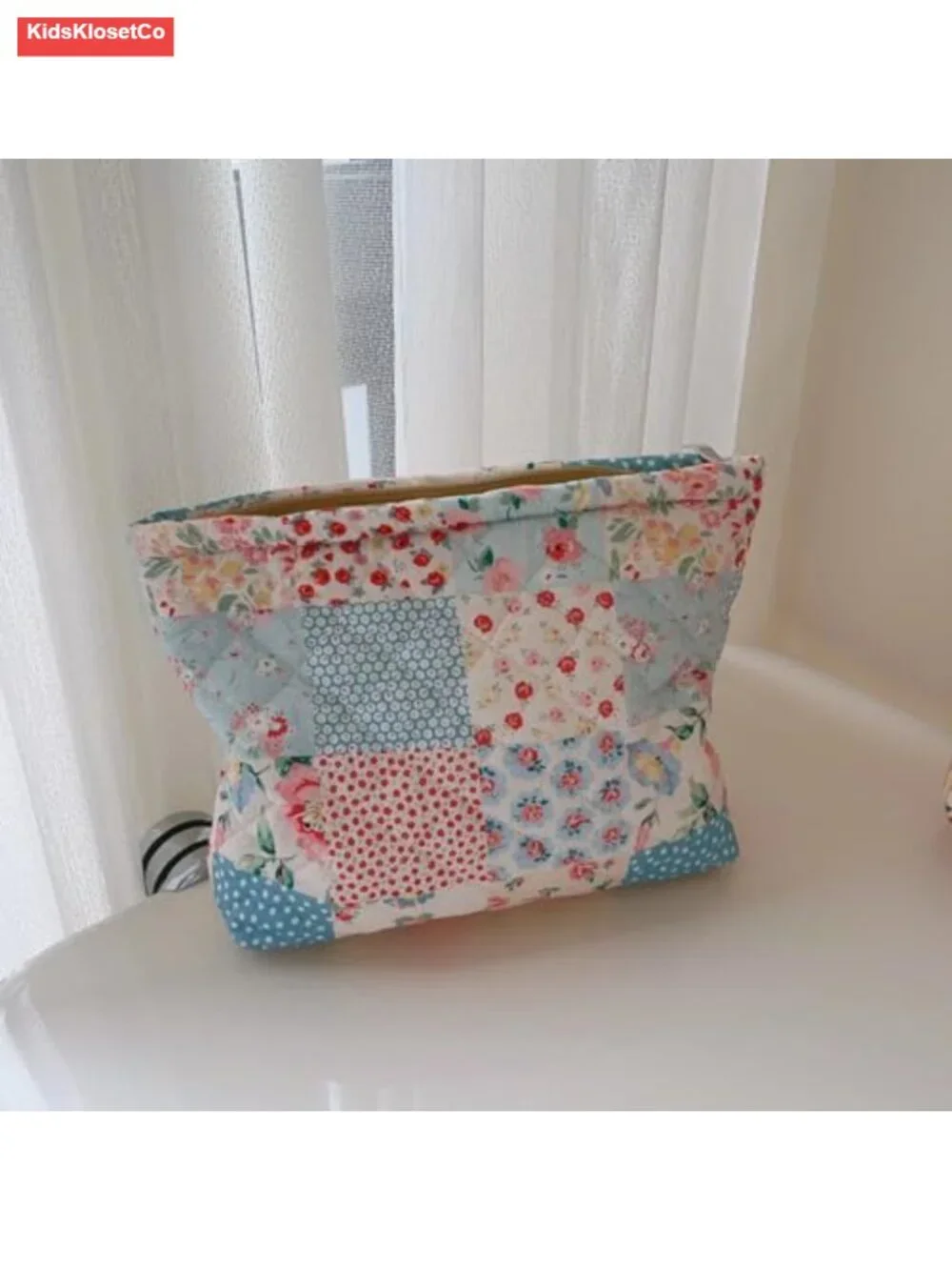 Quilted Cotton Makeup Bag Travel Organizer Pouch with Zipper
